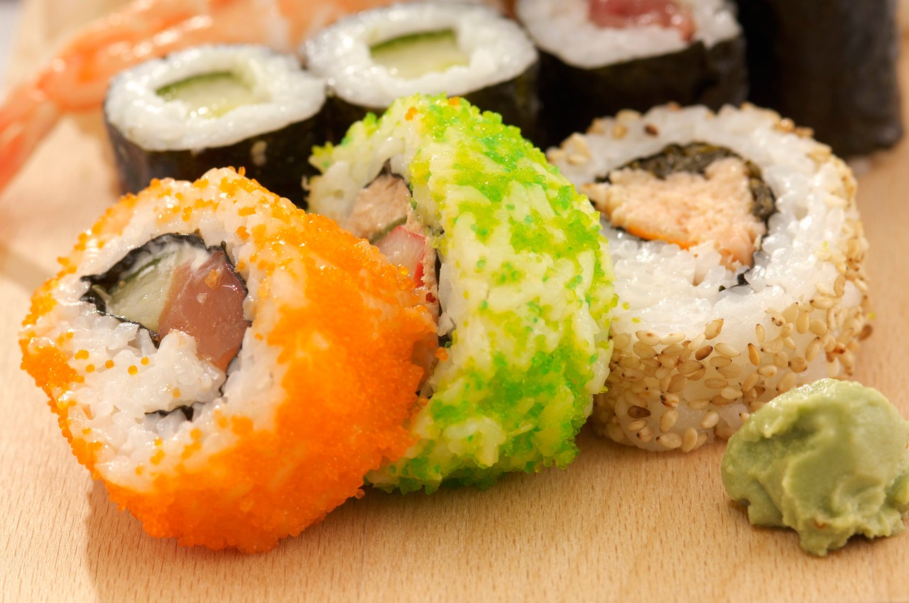 Sushi rolls --- Image by © Peter Frank/Corbis